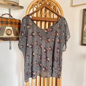 Torrid Floral and Skull Print Sheer Top